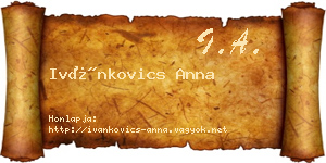 Ivánkovics Anna névjegykártya